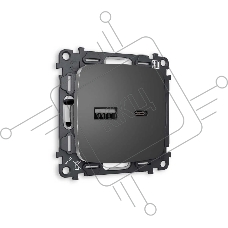 Комплект механизма розетки OMEGA Антрацит серый 2USB A+C 20W (быстрая зарядка) QUANT (OP6610, VM177) MO661010