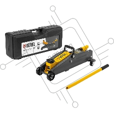 Домкрат гидравлический подкатной Denzel 2т, 135-385 мм, в пласт. кейсе 51231