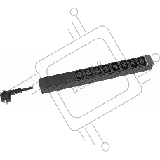 Блок распределения питания RakTek RTSA160801 гор.размещ. 8xC13/C19 Schuko 2м