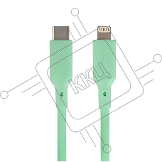 Кабель QUMO, MFI С94, Type-C на MFI Apple 8 pin, силиконовый, 1м, 2,22A, 9V, 20W, PD (зеленый)