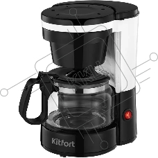 Кофеварка капельная Kitfort КТ-7486 черный/белый, исп. кофе - молотый, 0.6 л, 550 Вт