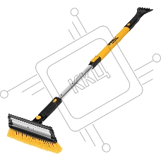 Щетка-сметка для снега со скребком Denzel, телескоп, поворотная голова, водосгон, 900-1200 мм 55308