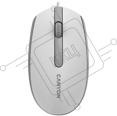 Мышь Canyon Wired  optical mouse with 3 buttons, DPI 1000, with 1.5M USB cable,White grey, 65*115*40mm, 0.1kg