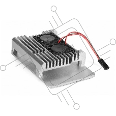 Корпус Qumo Aluminum case with double black fans,  Raspberry Pi 4, silver(RS009)