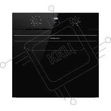 Духовой шкаф Kuppersberg HO 608 BB Glass, High-Tech, 78 л, поворотное управление, дисплей, таймер, 8 режимов, макс. температура 310 градусов, телескопические направляющие (на 1 уровень), цвет черный, цвет фурнитуры черный