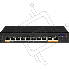 Коммутатор Trassir TR-NS1110-120-8POE, 8×100 Мбит/с PoE + 2×100 Мбит/с Uplink, неуправляемый