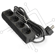 Удлинитель ExeGate ECE-4-3B (EX285813RUS), черный, 3 м, Евровилка с заземлением, 4 евророзетки с заземлением, 2200 Вт