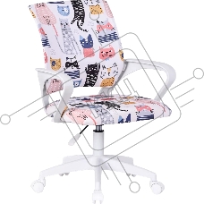 Кресло компьютерное детское Defender Fiesta белый+принт коты, ткань, класс 1 Кресло компьютерное детское Defender Fiesta белый+принт коты, ткань, класс 1