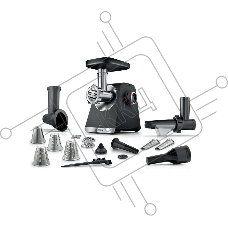 Мясорубка электрическая Bosch MFWS660B черный, 2100 Вт, 3.5 кг/мин, реверс, защита от перегрузки, насадки - 7