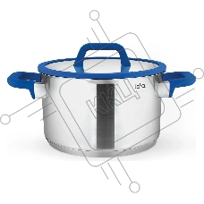Кастрюля LARA LR02-793 Сапфир 4,9 л, 22x11см, нержавеющая сталь, с крышкой, индукция