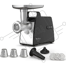 Мясорубка электрическая Moulinex ME558810 черный, 2200 Вт, 3.9 кг/мин, реверс, насадки - 8
