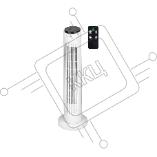 Вентилятор Energy EN-1664 TOWER белый/чёрный, напольный, 45 Вт, 3 скорости, колонный