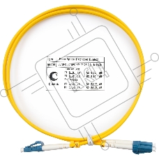 Патч-корд оптический Cabeus Tight Buffer, Duplex LC/LC, OS2 9/125, LSZH, 1м, Ø 3мм, синий хвостовик, желтый