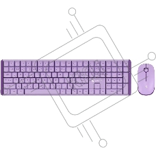 Комплект клавиатура+мышь Оклик S315W беспроводной USB 1600 DPI сиреневый (1978643)