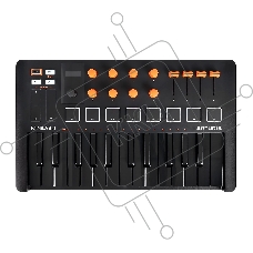 Клавиатура MIDI [231507] Arturia [MiniLAB 3 Orange Edition] 25 клавиш, 8 энкодеров, 8 RGB пэдов, 8 фейдеров, дисплей, сенсорные регуляторы Pitch/Modulation, MIDI-выход, 1/4