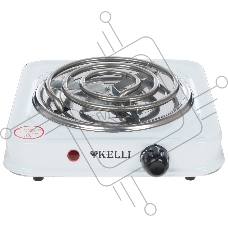 Плита настольная электрическая Kelli KL-5061 белый, 1 кВт, ТЭН, конфорки - 1, эмаль, поворотные переключатели