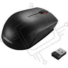Мышь беспроводная Lenovo 300 черный, 1000 dpi, радиоканал, USB, кнопки - 3