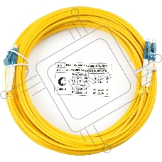 Патч-корд оптический Cabeus Tight Buffer, Duplex LC/LC, OS2 9/125, LSZH, 25м, Ø 3мм, синий хвостовик, жёлтый
