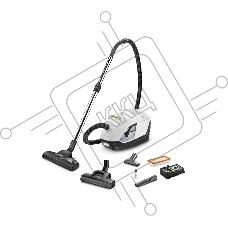 Пылесос Karcher DS 6 Plus белый/черный, 350/650 Вт, уборка влажная/сухая, пылесборник контейнер 2 л