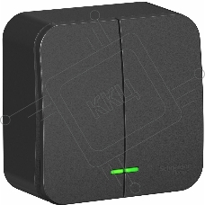 Выключатель 2-кл. ОП Blanca 10А IP20 (сх. 5) 250В с подсветкой с изолир. пластиной антрацит SchE BLNVA105116