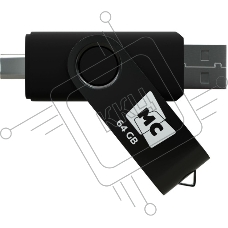 Флешка USB MORE CHOICE МФ64а Black (4620202559081), 64GB, USB 2.0/Type-C, R/W 15/5, черный