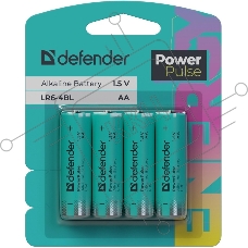 Батарейка алкалиновая Defender LR6-4BL АА, блистер, 4 шт., PowerPulse