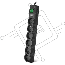 Фильтр SVEN SF-06E-16 3,0 м (6 розеток с защитными шторками,16А) черный, цветная коробка