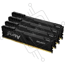 Оперативная память Kingston Fury Beast, DDR4, 128Gb (4x32 Gb), 3600 MHz, CL18, DIMM, с радиатором, черный