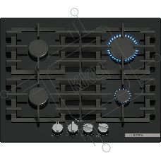 Газовая варочная панель Bosch 60 см, закаленное стекло, независимая, черная