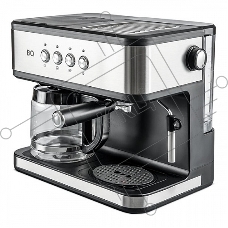 Кофеварка 2 в 1 BQ CM1005 сталь/черный, исп. кофе - молотый, 1.5 л, 1850 Вт, 15 Бар.