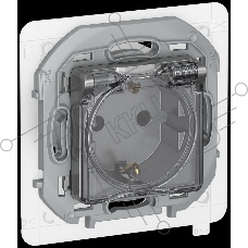 IEKINSPIRIA Розетка 1-местная с заземлением с защитными шторками и крышкой 16А IP44 6737421 алюминий