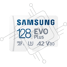 Флеш карта microSDXC 128Gb Samsung EVO Plus Class 10, A2, V30, UHS-I, W 90 МБ/с, R 160 МБ/с, <MB-MC128SA/KR> адаптер на SD