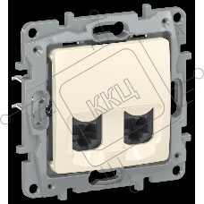 IEKETIKA Розетка компьютерная двойная RJ45 категория 5Е UTP 6723551 слоновая кость