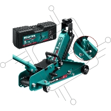 Домкрат Kraftool S-PIN 2.5т 140-385мм подкатной домкрат с увеличенным подъемом и фиксатором в кейсе