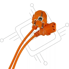 Кабель компьютер-розетка 220V (EURO) <VDE> 1,8м 3G0,75mm2 VCOM {CE021-O}, оранжевый