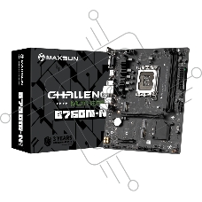 Материнская плата Maxsun Challenger B760M-N D5, LGA 1700, Intel B760, 2xDDR5, 3xSATA, 2xM.2, 1xPCIe 4.0 x16, 1xPCIe x4, 1xVGA, 1xHDMI, 1x 1Gb LAN, 2xUSB-A 2.0, 4xUSB-A 3.2 Gen 1, 5.1, mATX