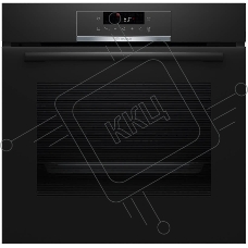 Встраиваемый духовой шкаф с добавлением пара Bosch HQG572EB3 Serie 4, Auto Pilot 15, объем 71 л , 9 режимов нагрева, 3D Hotair, Soft move door,телескопические направляющие 1уровень,гидролиз и пиролиз, сенсорное управление, черный+профиль из нержавеющей ст