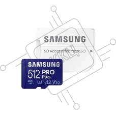 Флеш карта microSDXC 512Gb Samsung PRO Plus Class 10, A2, V30, UHS-I (U3), W 130 МБ/с, R 180 МБ/с, <MB-MD512SA/EU> адаптер на SD Флеш карта microSDXC 512Gb Samsung PRO Plus Class 10, A2, V30, UHS-I (U3), W 130 МБ/с, R 180 МБ/с, <MB-MD512SA/EU> адаптер на SD