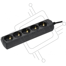 Сетевой удлинитель IEK У05 5м, 5 розеток, черный