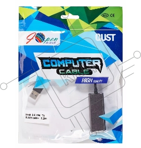 Кабель-переходник USB 3.0 (Am) --> LAN RJ-45 1000 Mbps, Alum Shell, Aopen/Qust <ADU312M>