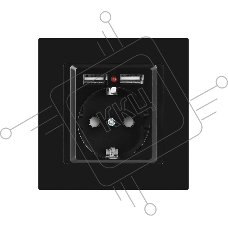 Розетка Intro Accent 6-410-05 P+E Schuko со шторками 16А-250В + 2хUSB IP20 СУ антрацит Б0063698