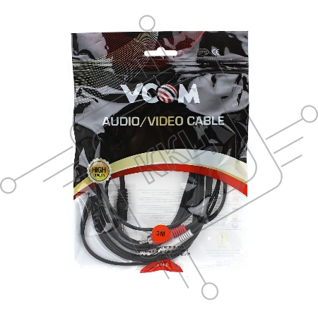 Кабель VCOM VAV7183-3M Кабель соединительный 3.5 Jack (M) - 2xRCA (M), стерео, аудио,  3.0м 