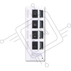 USB-хаб SMARTBUY (SBHA-7304-W) USB 3.0 хаб + выкл., 4 порта, белый