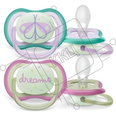 Пустышка Philips ultra air, ночная, мотылек/DREAMS, 0-6 мес., 2 шт.