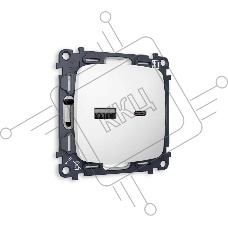 Комплект механизма розетки OMEGA Белый матовый 2USB A+C 20W (быстрая зарядка) QUANT (OP1310, VM177) MO131010