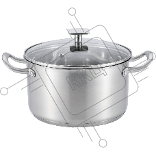 Кастрюля MAUNFELD FLORENCE MF47FR01CR из нержавеющей стали со стеклянной крышкой, 22 см, 4,7 л