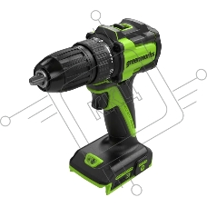 Дрель-шуруповерт GREENWORKS DD345, 24 В, 2 Ач, 45 Нм, бесщеточный