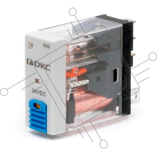 Реле миниатюрное промышленное, 1CO, ком. ток 12А, AgSnO2, напряжение 24V DC, опция: тест-кнопка+светодиод+защитный диод