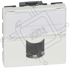 Розетка RJ 45 Mosaic категория 5е UTP 2 модуля белая (076554 - SPL - 200007)