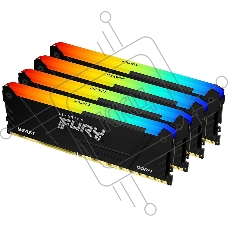 Оперативная память Kingston Fury Beast, DDR4, 32GB (4x8GB), 2666MHz, CL16, DIMM, с радиаторами, RGB, черный
